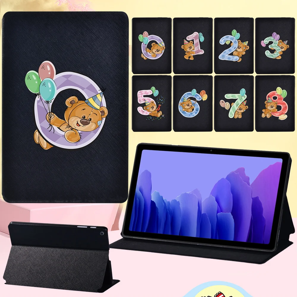 

For Samsung Galaxy Tab A7 10.4 Inch SM-T500/SM-T505 2020 Flip Tablet Case Anti-fall Bear Number Series Leather Cover Case + Pen