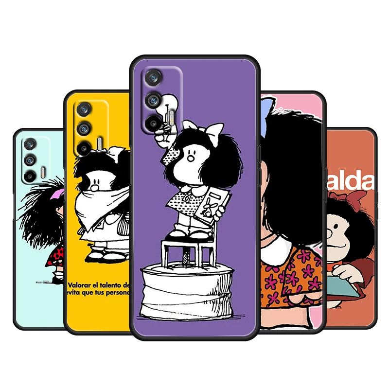 

Popular Cute Mafalda For OPPO Realme Q3 Q2 V15 V3 X50 X7 X3 X2 XT Pro Carnival Superzoom 5G Black Phone Case Cover