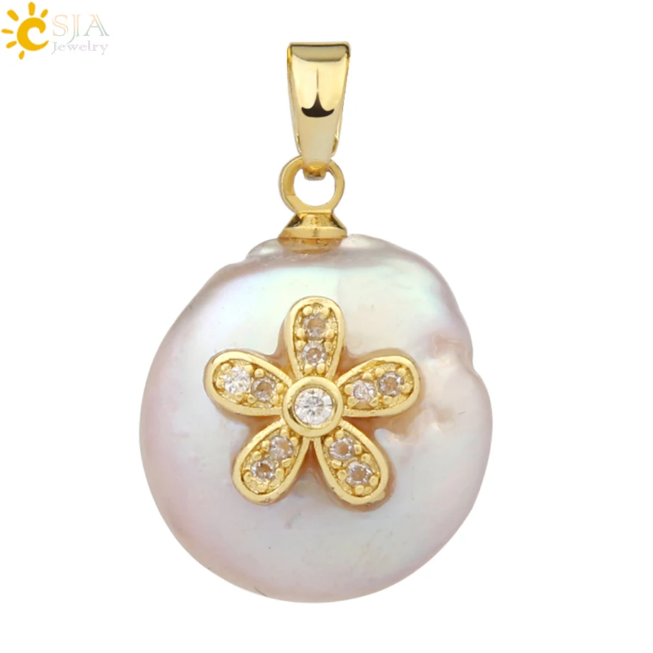 Pendant-A Csja кулон из пресноводного жемчуга, крошечное ожерелье из бисера, сердце из фианита подвески в форме цветов для детей, милое колье для девочек, модные украшения, G213 - Окраска металла: Pendant-A