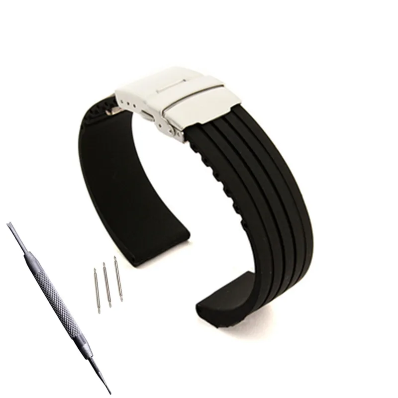 strap x Tool black Новинка 18 20 22 24 мм Мужской Женский силиконовый резиновый ремешок для часов, водонепроницаемый ремешок с пряжкой - Цвет ремешка: strap x Tool black