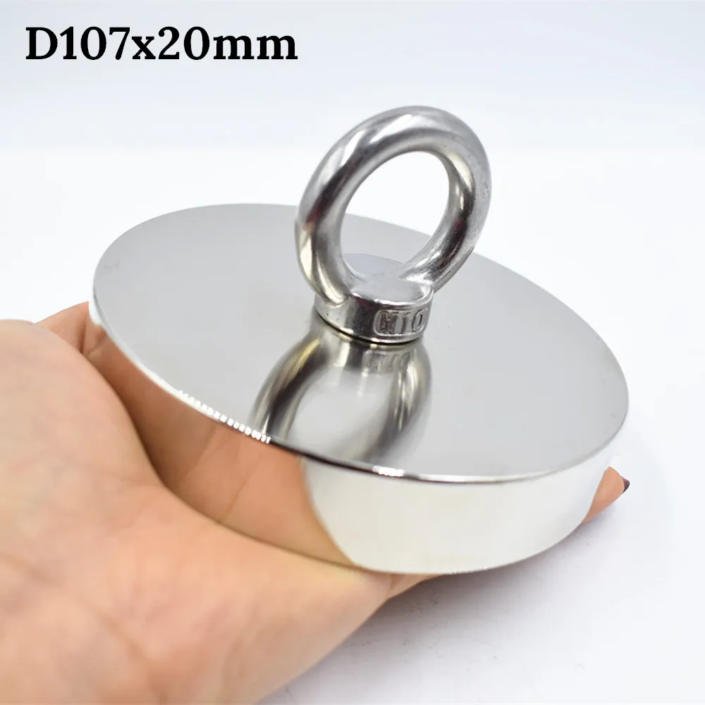 

Strong Neodymium Magnet D107mm 550kg fishing salvage holder powerful hole Circular ring hook permanent deep sea Pulling Mount