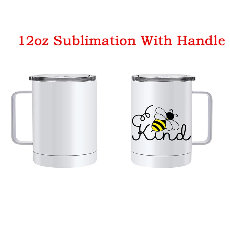 

Оптовая продажа; 12 унций белая заготовок сублимации пивные кружки с ручкой Нержавеющая сталь двойной чашка для кофе вакуумная Экологическ...