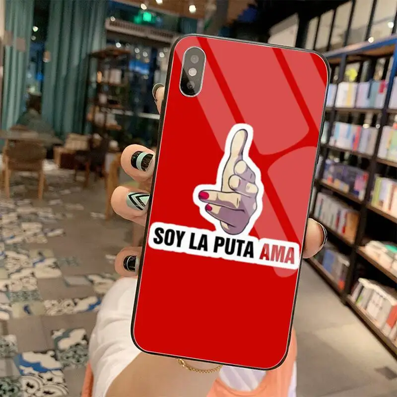 

Dabieshu La Casa De Papel Money Heist Black Phone Cover Tempered Glass For iPhone 11 Pro XR XS MAX 8 X 7 6S 6 Plus SE 2020 case