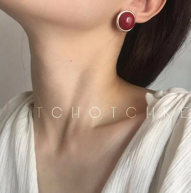 Неустаревающий чудо Потрясающие Гео смолы овальные полукруглые серьги гвоздики