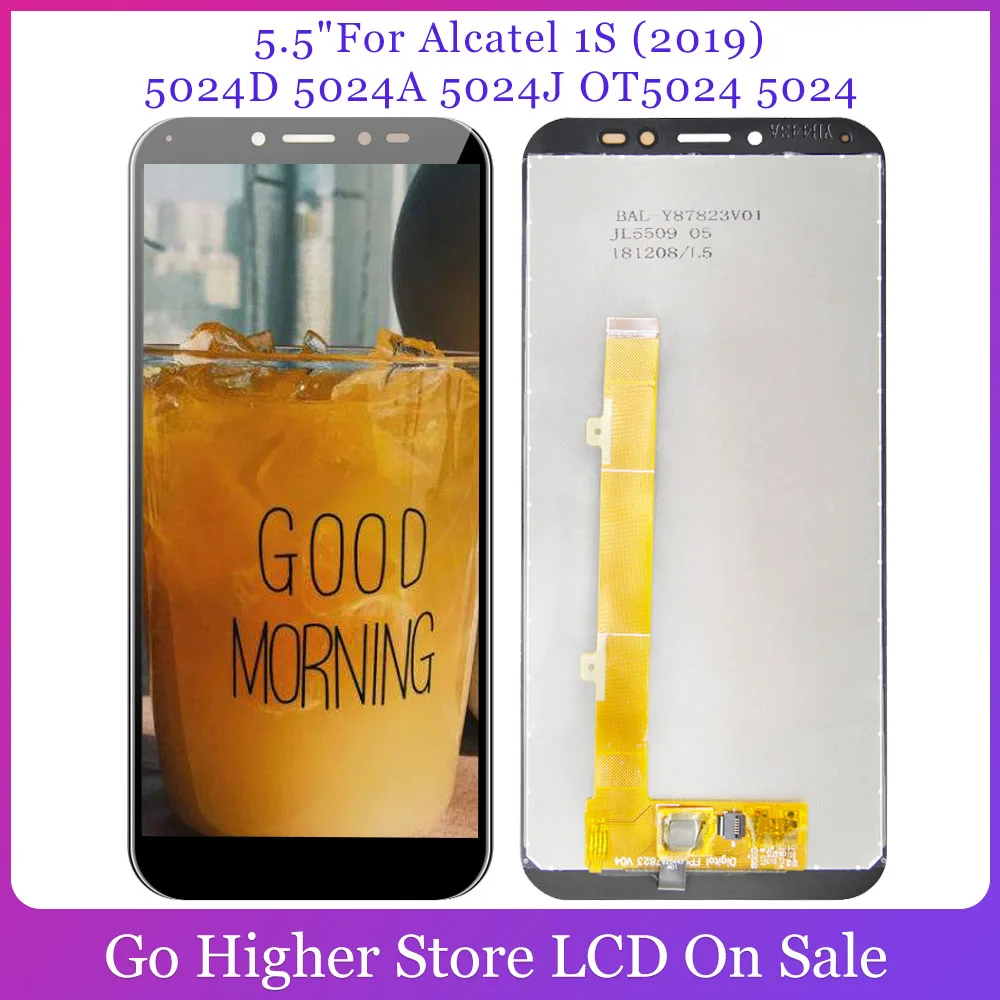 ЖК дисплей 5 дюйма для Alcatel 1S 2019 сенсорный экран дигитайзер панель объектив