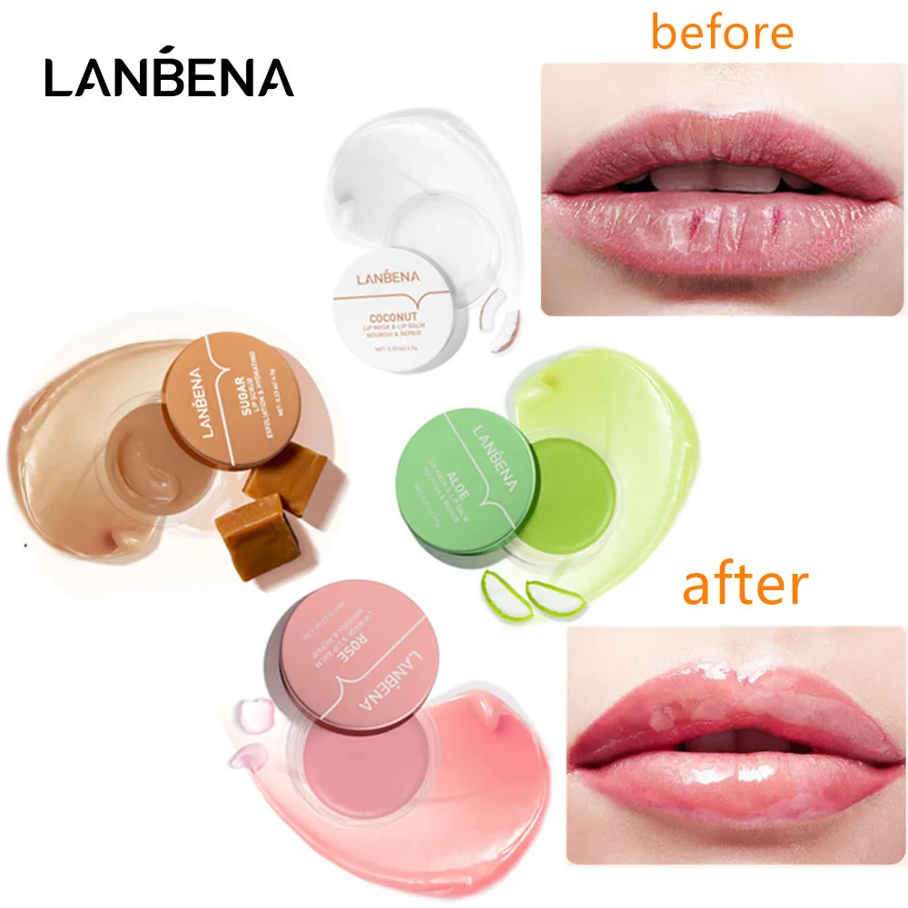 

LANBENA Lip Mask & Balm Nourishing Moisturize Dry Lips Repair Peeling Lightening Dark Remove Fine Lines Exfoliating Skin Care
