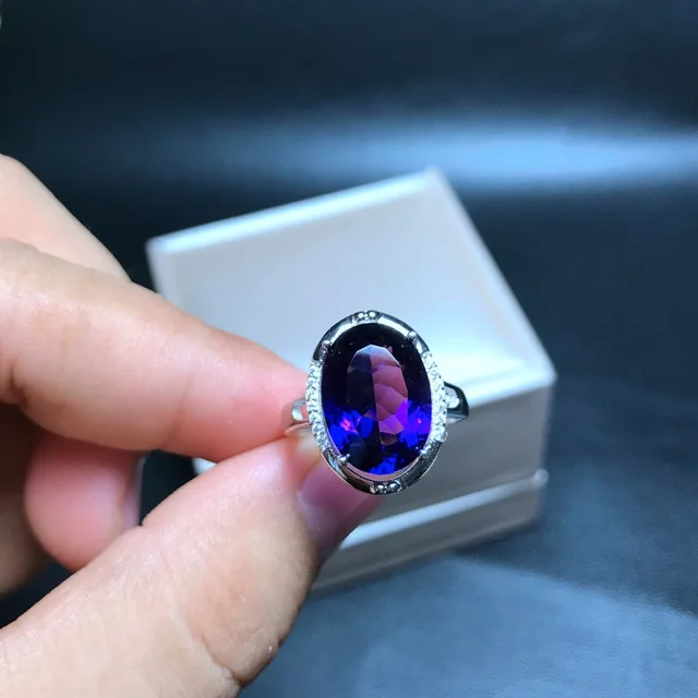 Blackfriday sale big size purple color Amethyst gemstone ring  women silver ring natural gem 925 sterling silver New year gift