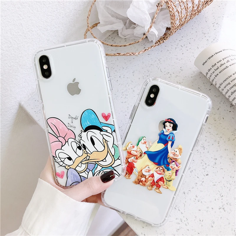 Cartoon Daisy Donald Duck Phone Case for iphone xs xr max Couple Cover Princess Dwarfs Soft Clear Coque 10 6s 7 8Plus |