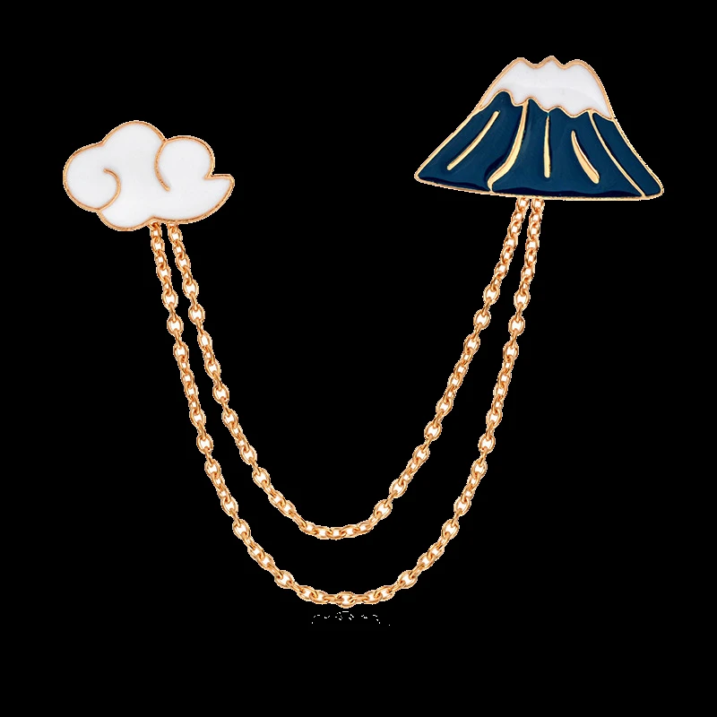 Брошь в форме цепи с излучением вулканического излучения броши облака Fuji заколки