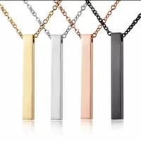 5 colors engraved name date necklace blank pendant free chain stainless steel coordinates text personalized jewelry accessories