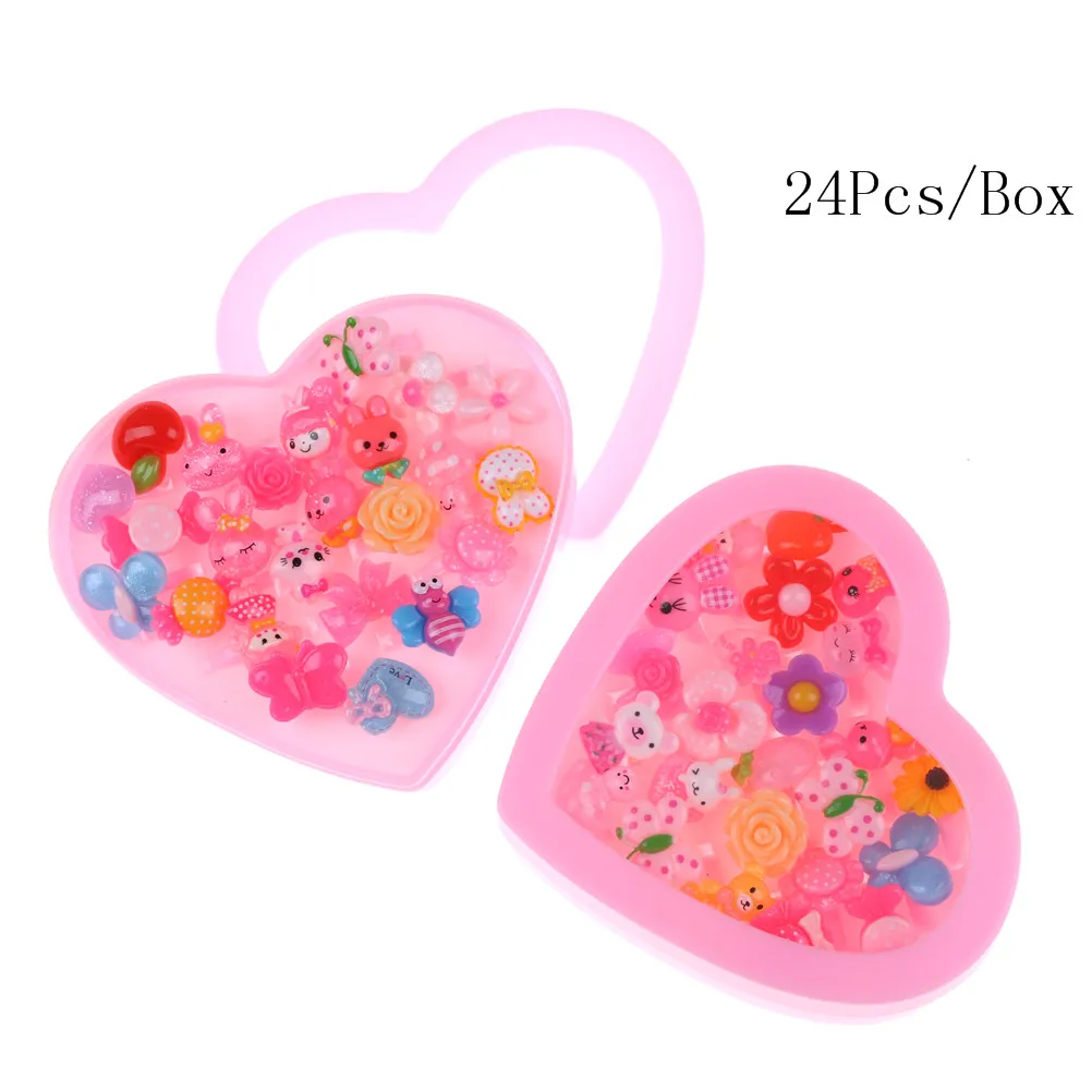 24 шт./компл. Mix Животные кролика с цветочным узором принтом в виде сердца для детей