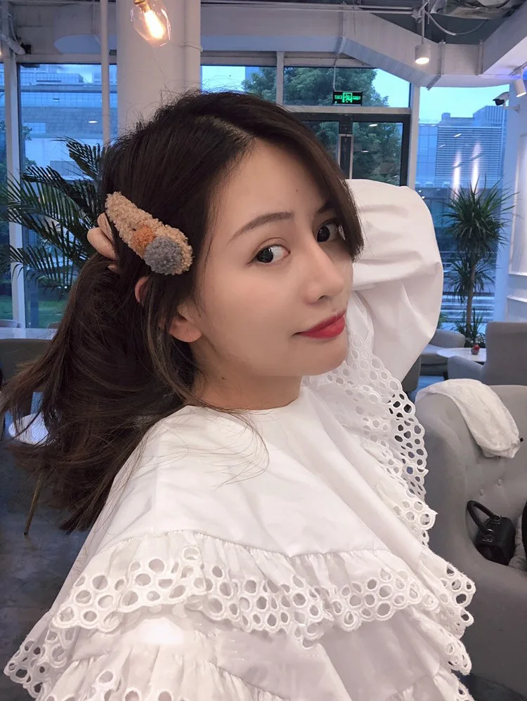 

100pcs/lot DIY Simple Lady Imitation Lambs Wool Plush Balls Hair BB Clips Bang Hairpin Hair Styling Tools Accessories HA1471
