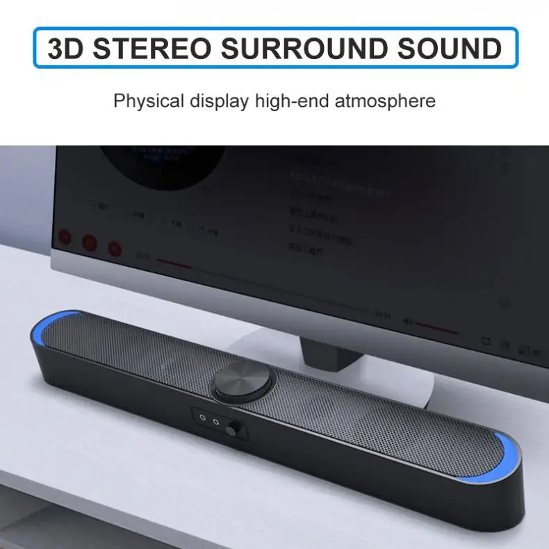 

SADA V-198 Multi-media Soundbars Speaker Mobile Phone Computer Universal Strip Speaker Stereo Surround Sound with Microphone