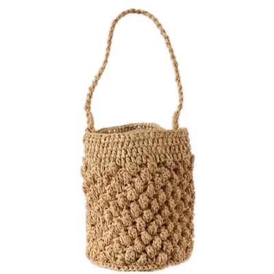 

Handmade Women Handbag Summer Beach Vacation Straw Bag Rattan Weave Basket Female Bucket Shoulder Crossbody Bag Bohemian Tote
