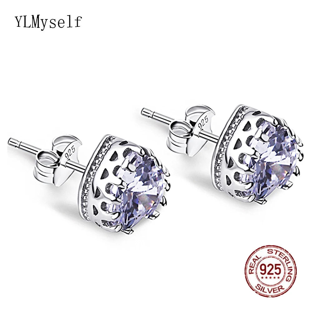 

Real 925 silver material cute earrings 6mm heart design jewelry romantic gift jewellery lovely small stud silver earring