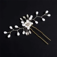 elegant romantic imitation pearl leaves rhinestone u shaped hairpin bridal wedding hairstyle design jewelry accessories