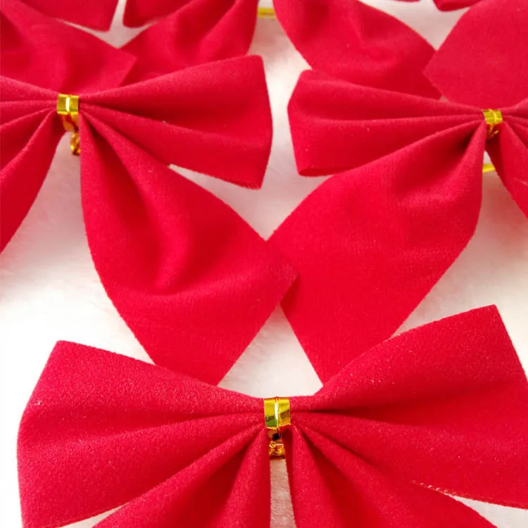 

12pcs Christmas ornament flannel bow 5.5x6CM Christmas tree decoration accessories loaded with festive ornaments