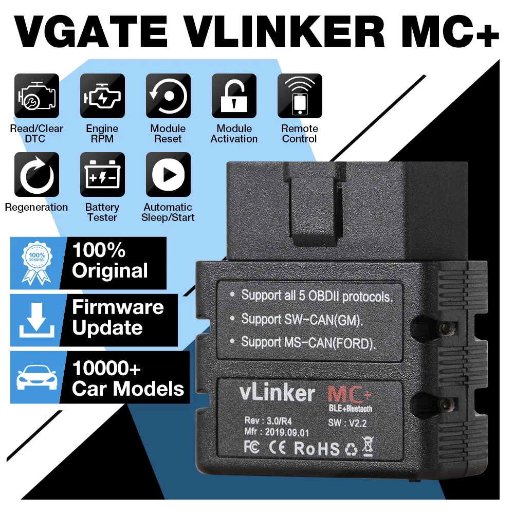 Vgate vLinker MC + ELM327 Bluetooth-совместимый 4 0 OBD 2 OBD2 сканер WIFI для BimmerCode FORScan Android/IOS PK OBDLINK |