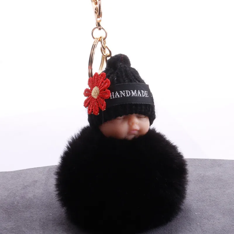 black Милая Детская плюшевая кукла для сна, детская игрушка, меховой шар, брелок для ключей, подвеска, сумка для девочки, украшение, пасхальный декор, подарки на день рождения, рождественский подарок - Цвет: black