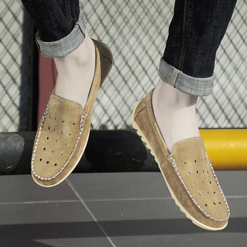 Мужские лоферы Повседневная кожаная обувь Дышащая легкая для вождения Обувь