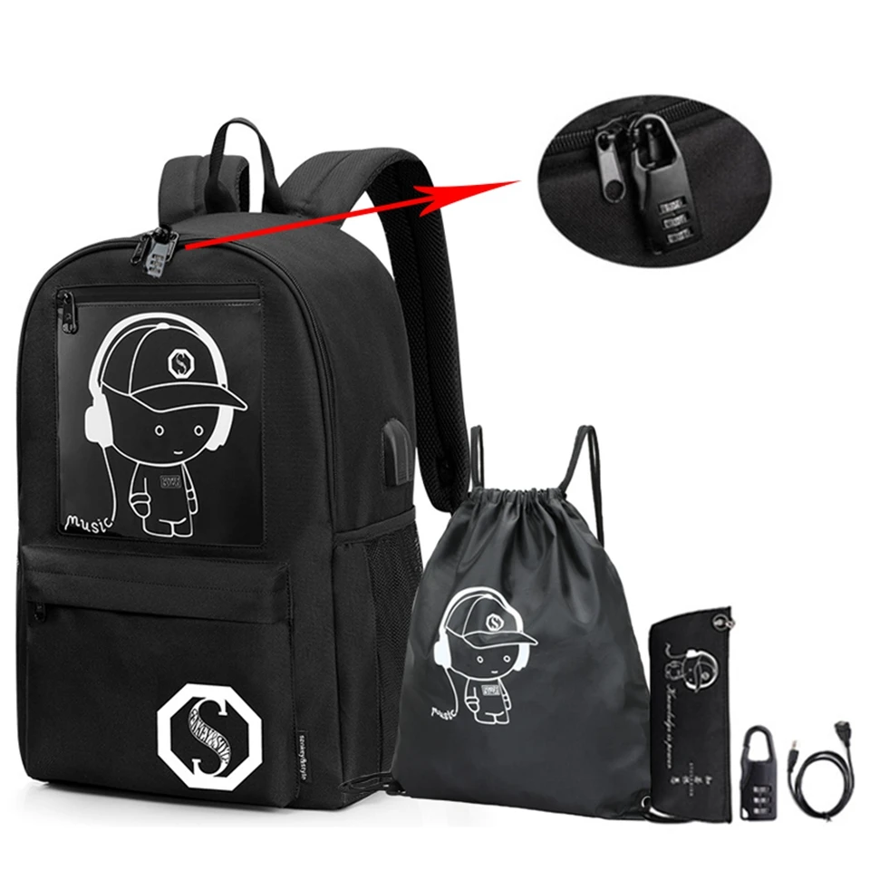 Школьный рюкзак с защитой от кражи и USB-портом для зарядки