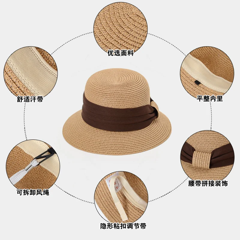 

New Arrival Sun Beach Hat Female Summer Sun Cap Foldable Travel Straw Hat Students Travel Folding Hat Girls Travel Hat B-7842