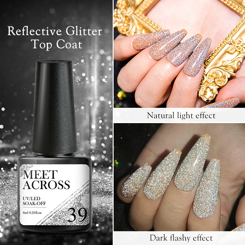 MEET ACROSS светоотражающее верхнее покрытие Гель-лак для ногтей искусственные Лаки