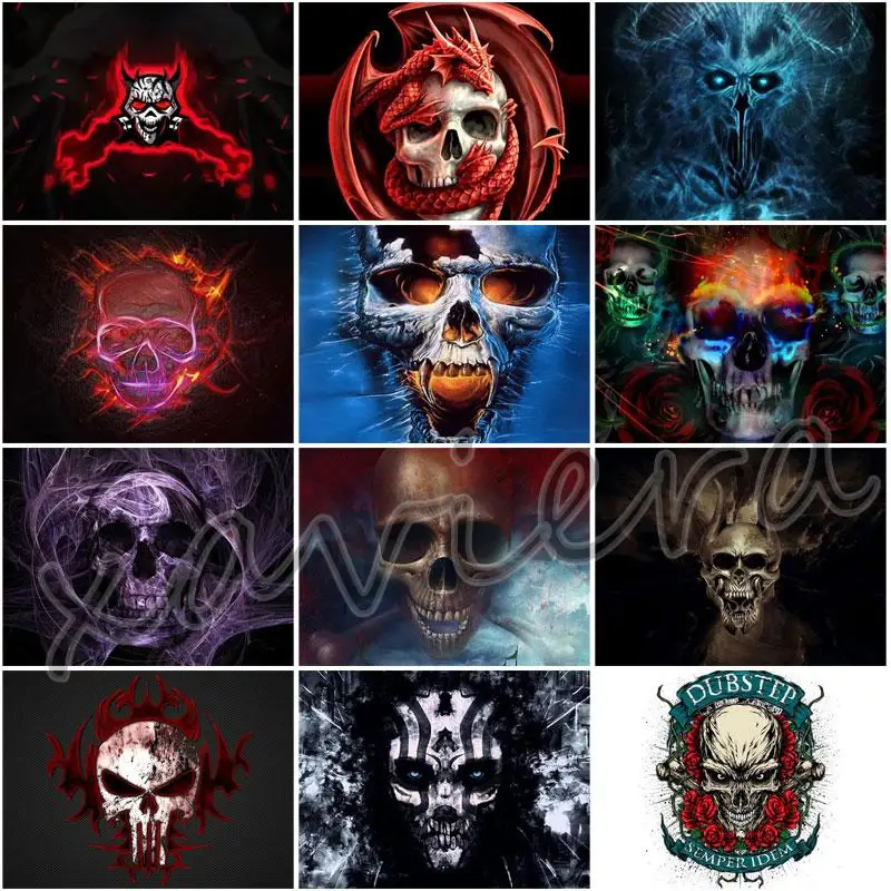 

5D Diy Diamond Painting Horror Skeleton Diamond Embroidery Skull Cross Stitch Kits Mosaic Picture of Rhinestone Handmade Crafts