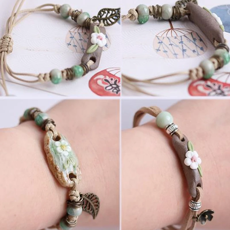 Модный деликатный керамический браслет ручной работы с бусинами для женщин и