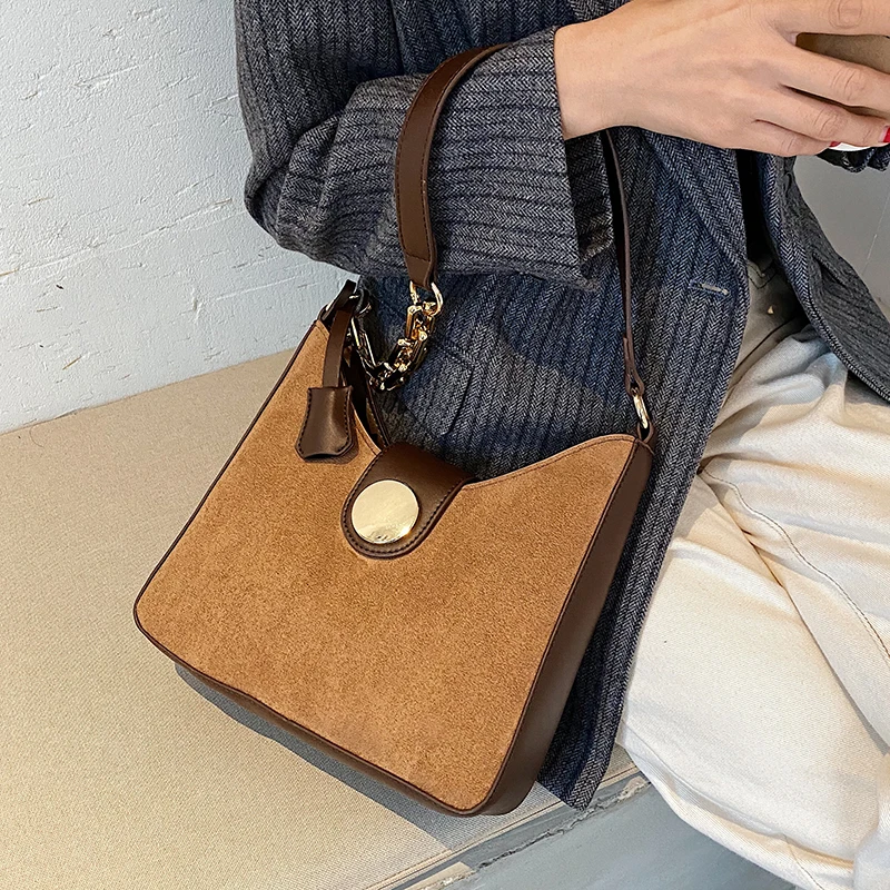 

Simple Scrub Leather Shoulder Bags for Women 2021 Winter Branded Handbags Lux Trend Designer Women's Luxury Chain Hand Bag