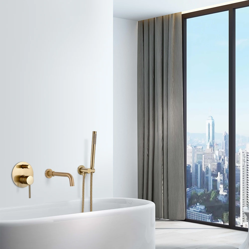 bathtub mount shower set mixer valve 2 function bathtub filler mixer taps hot cold bathroom shower faucet bath spout shower free global shipping