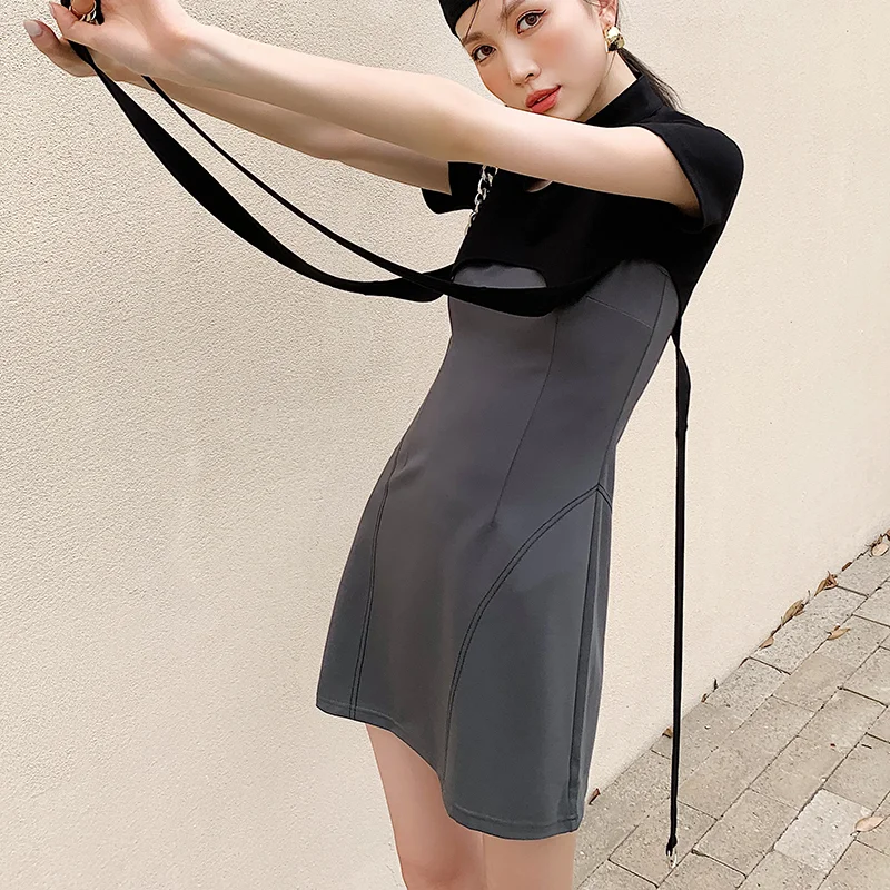 

Kimotimo Vintage Women Dress Sets 2021 Summer New Style Improved Cheongsam Design High-end Temperament Punk Style Fashion