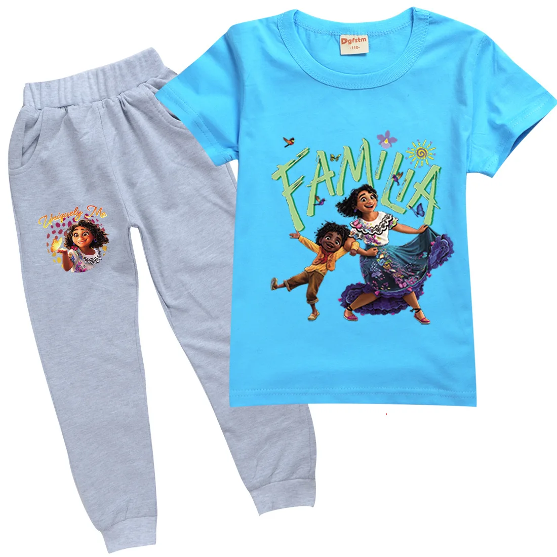 

Encanto summer new cartoon printing 100% cotton short-sleeved T+ gray casual lively shorts boys and girls clothes 2-15 years old