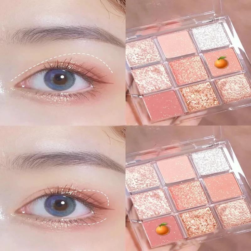 

Transparent 9 Square Grid Eyeshadow Palette Pearly Matte Long-lasting Waterproof Palette Glitter Soft Makeup Set Korea Cosmetics