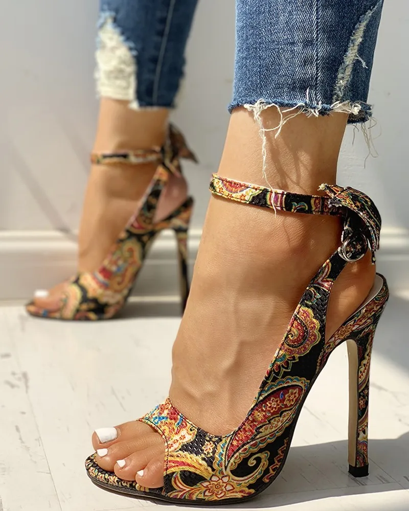 Летние женские туфли лодочки на тонком высоком каблуке 10 см с открытым носком и