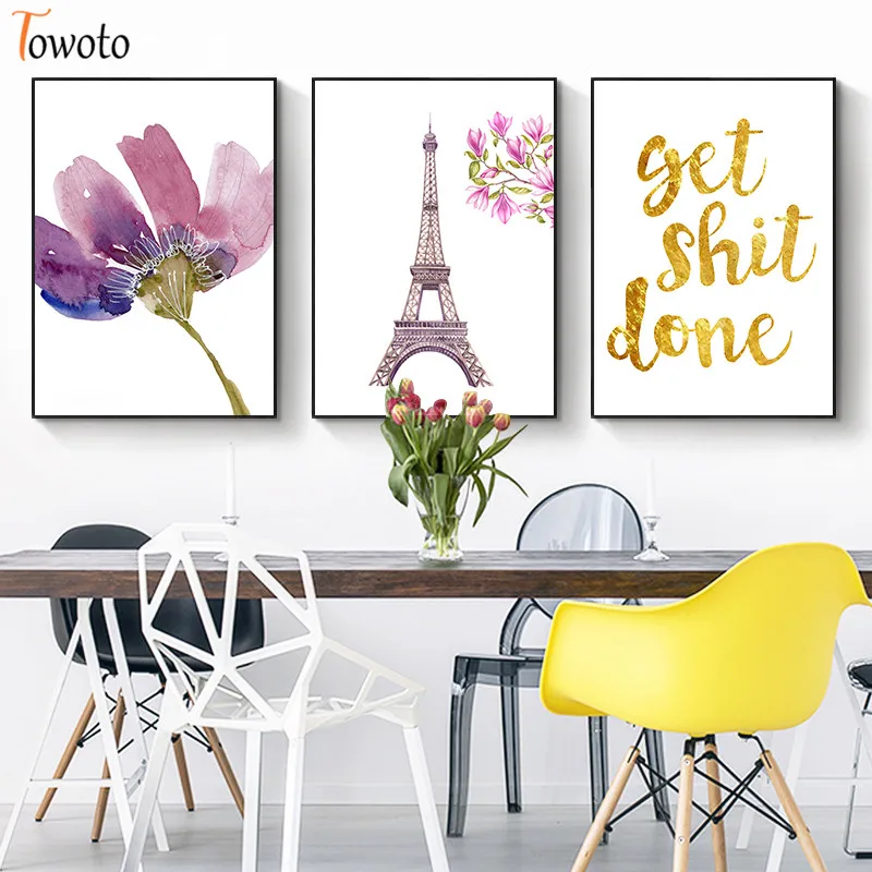 Вода Цвет розовый цветок настенный плакат для Гостиная яркие Картина на холсте