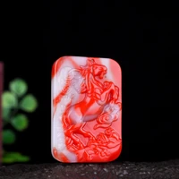 natural chicken blood jade hand carved horse pendant fashion boutique jewelry mens and womens horse to success necklace
