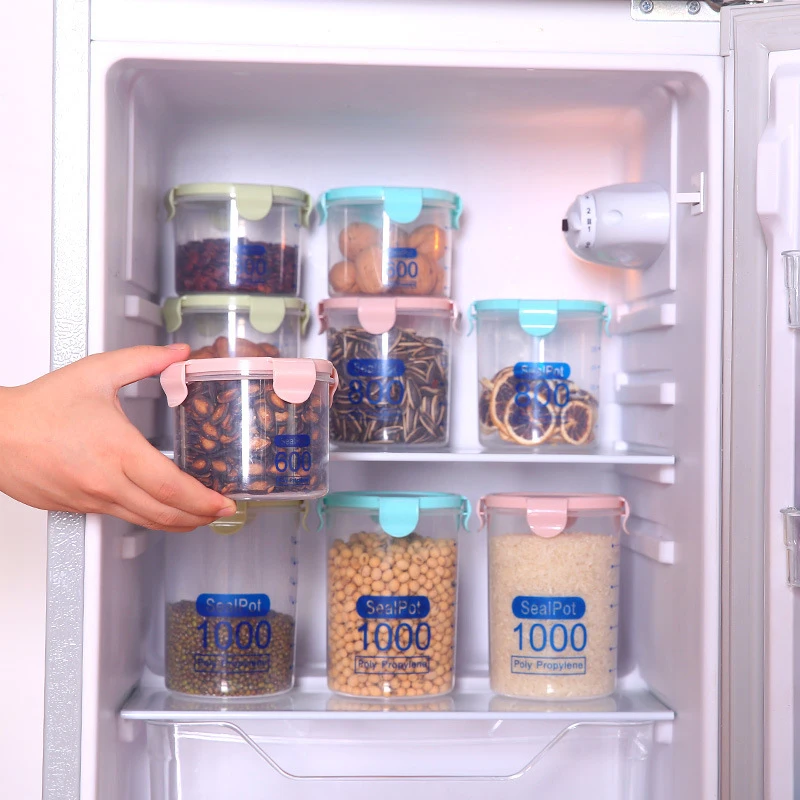 

600 ML/800 ML/1000 ML Portable Plastic Kitchen Food Cereal Container Grain Storage Case Bean Bin Rice Storage Box Free shipping