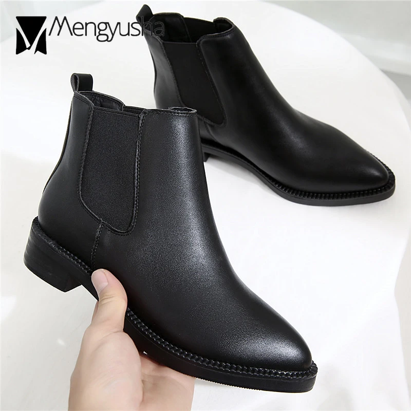 Зимняя обувь плюшевые меховые сапоги женские готические с острым носком