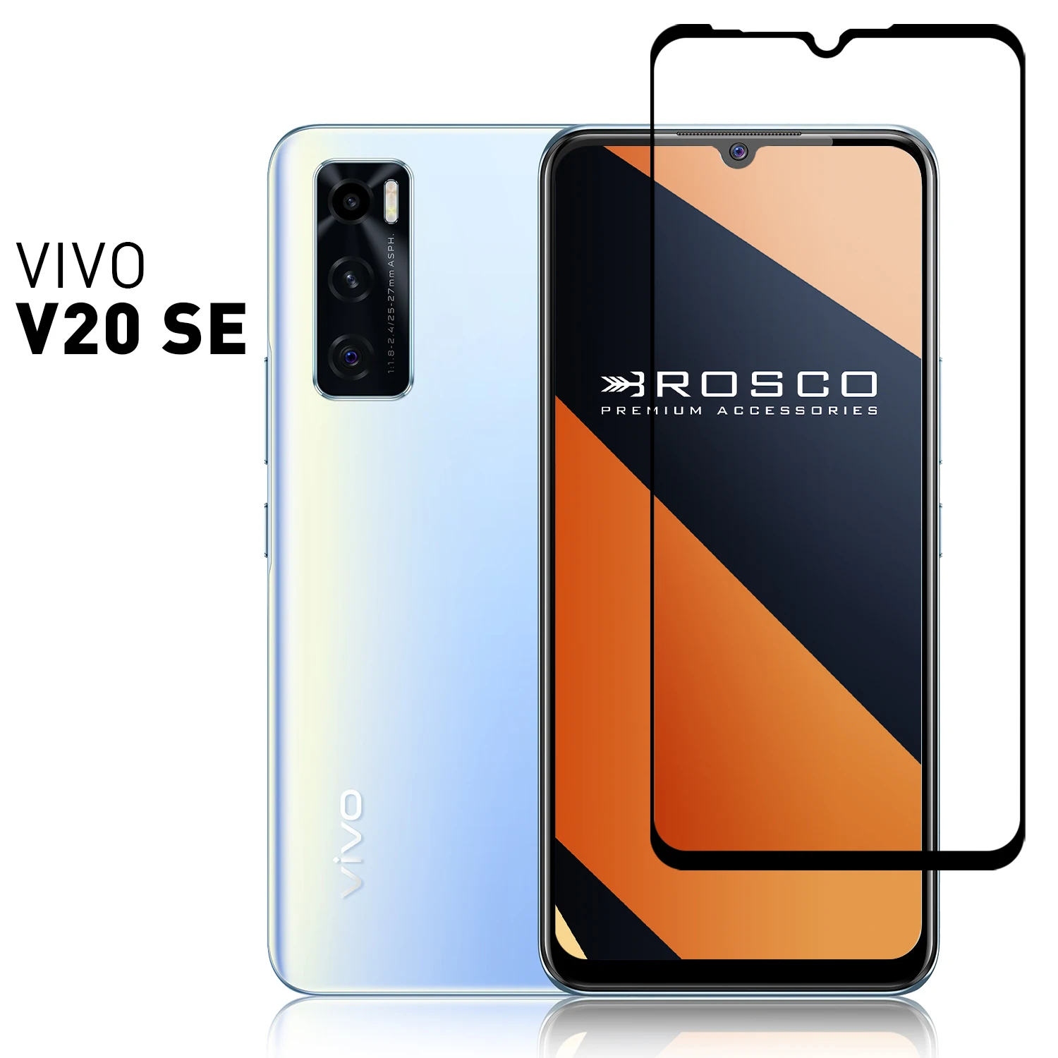 Защитное стекло с черной рамкой для Vivo V20 SE прочное легко наклеивается|Защитные