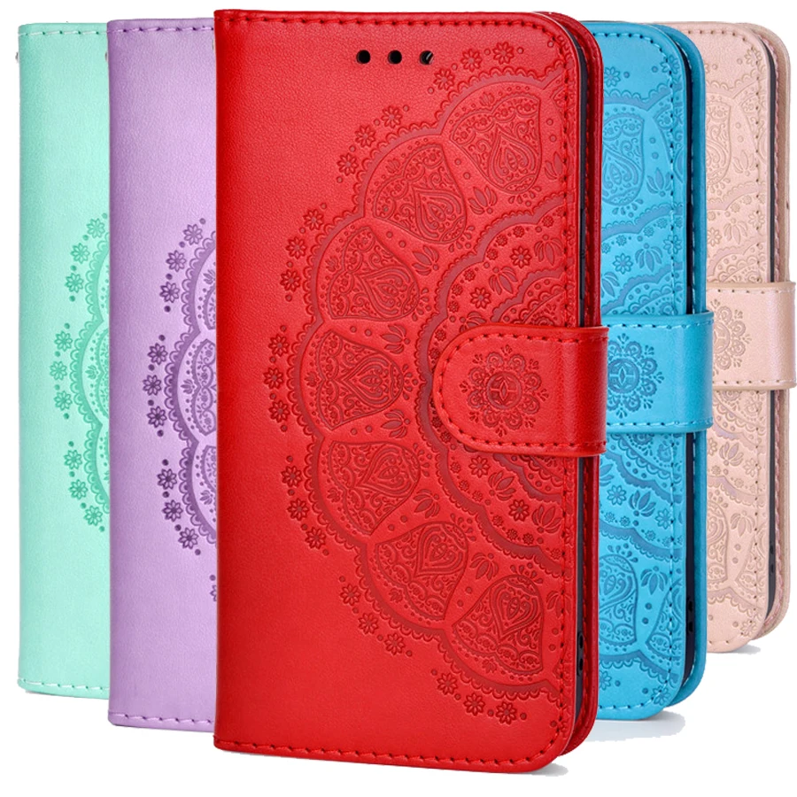 

HONOR 10X Lite Flip Case for Huawei Honor 10X 10 X Lite Emboss 3D Mandala Card Cover Honor 10X Light Leather Wallet Case