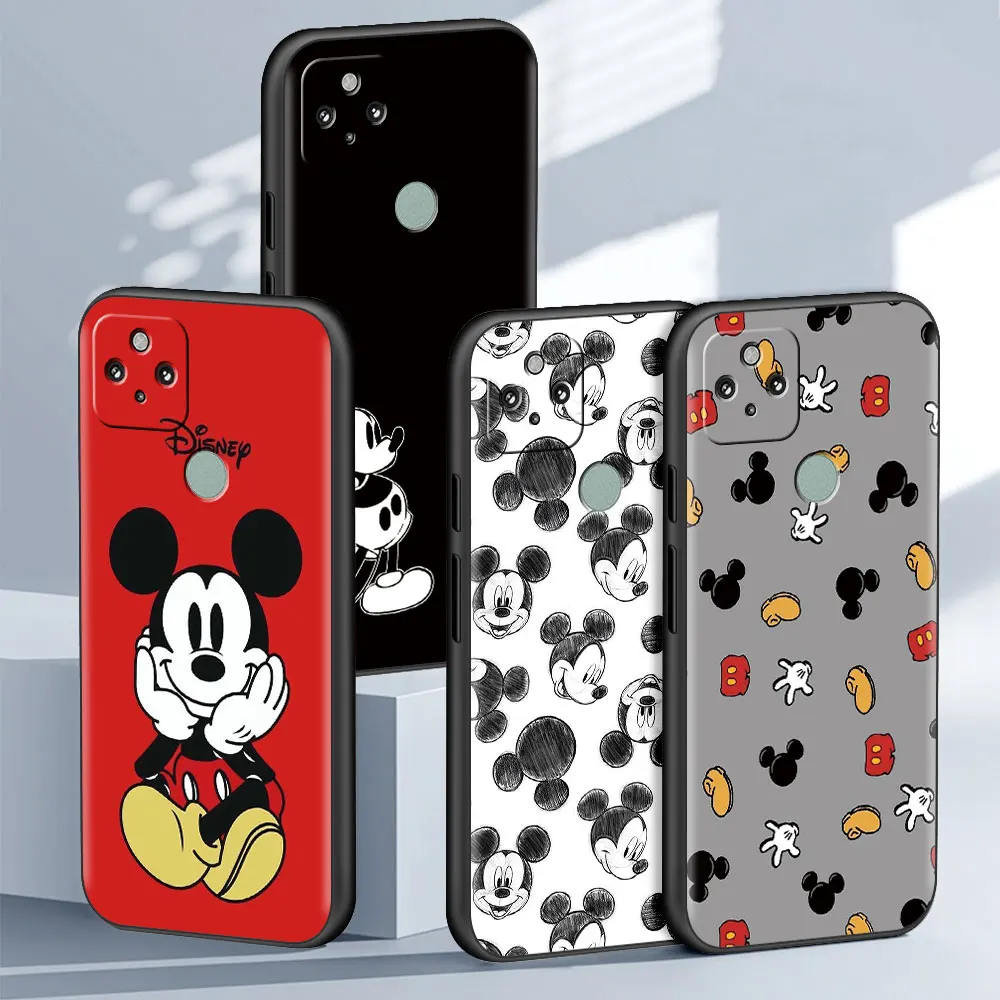

Чехол с мультяшным Микки Маусом для Google Pixel 4a 5G 5 4 XL, черный роскошный мягкий чехол, силиконовый чехол, корпус