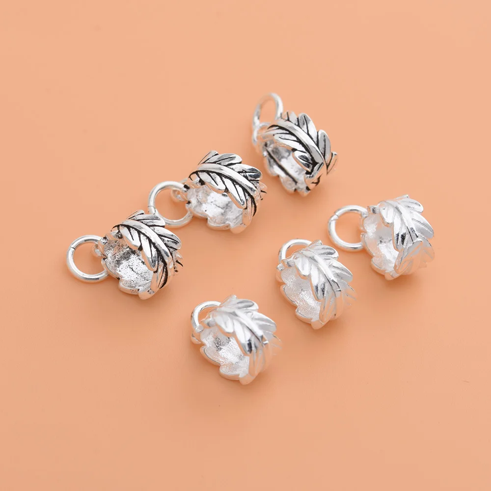 Кулон из тайского серебра S925 пробы винтажный кулон с листьями сделай сам