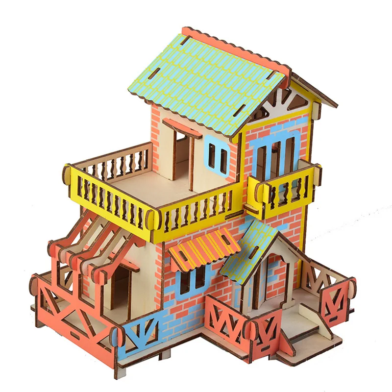 Маленькие деревенские строительные игрушки 3d головоломки собранные Diy ручной