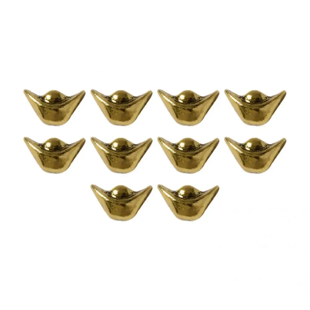 

Compact 10Pcs Beautiful Lucky Ingot Nail Ornament Universal Nail Ornament Stylish for Girls