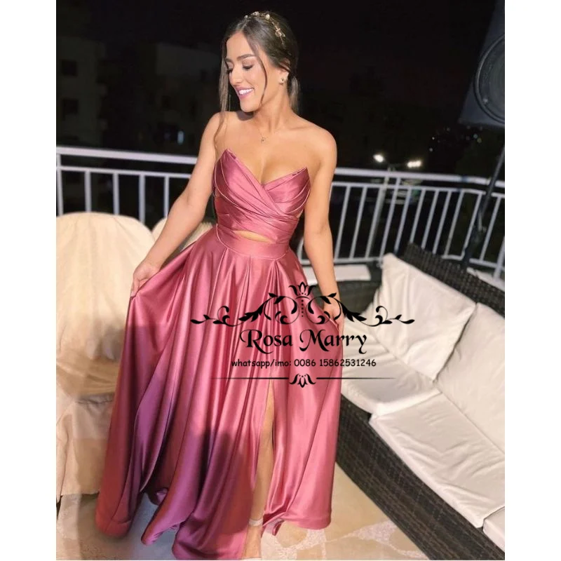 

Plus Size Cheap Long Slit Prom Dresses 2021 A Line Corset Simple Satin Formal Evening Party Gowns Vestido De Festa Longo Women