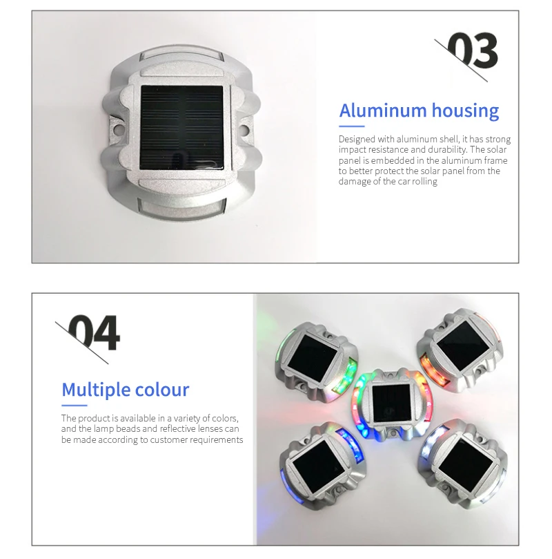 

Outdoor Light Solar Road Stud Light Cast Aluminum Warning Light Indicator Double-sided 6LED Induction Light Solar Lamps