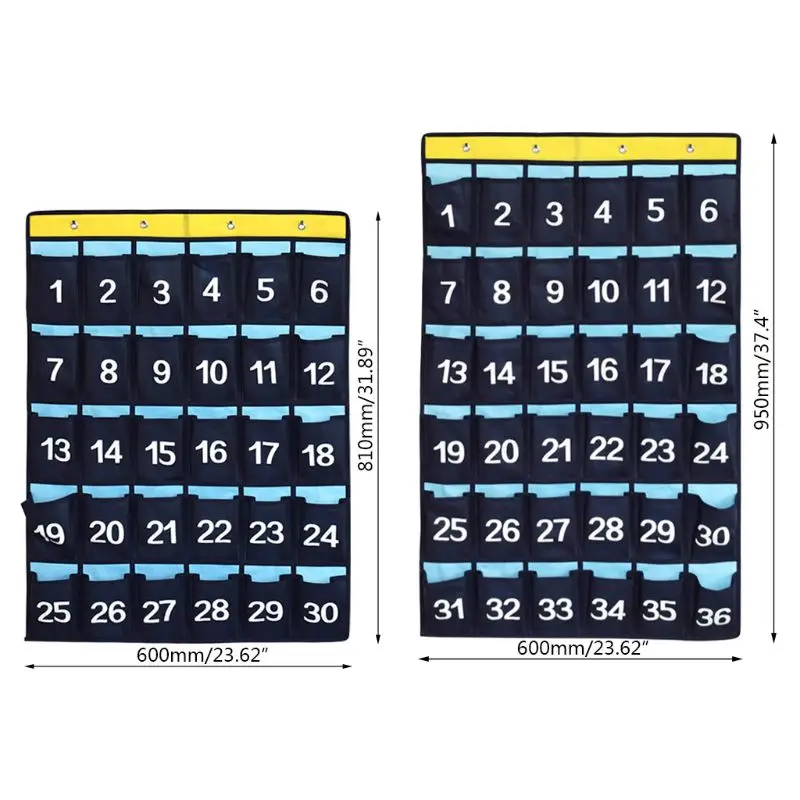 

30 Pockets Numbered Organizer Classroom Pocket Chart for Cell Phones Calculators Holders