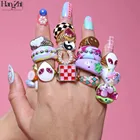 Женское кольцо с масляными каплями HangZhi, разноцветное модное кольцо геометрической формы, в клетку, изящное Ювелирное Украшение, лето 2021