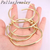 fashion 10pcs adjustable gold color open cuff men women bracelets trendy metal copper simple bangle